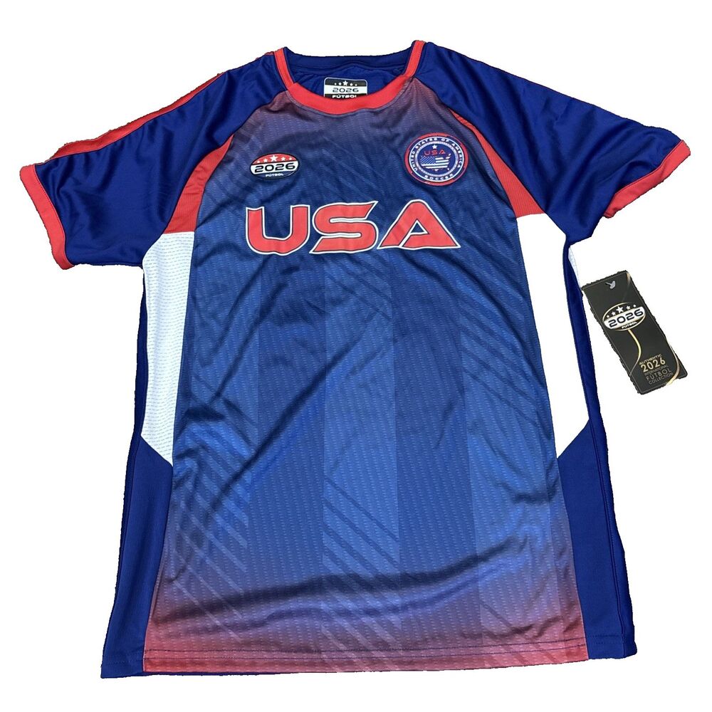NEW 2026 Futbol USA Soccer International Collection Blue Jersey S